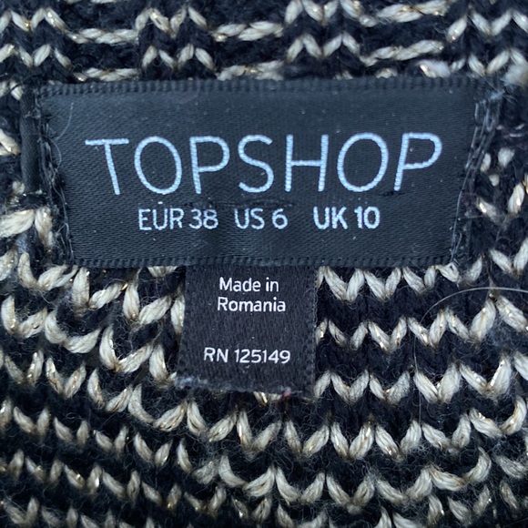 TopShop chevron sweater with Gold Metallic thread, cropped sweater - Picture 5 of 7